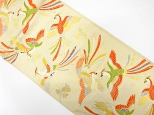 アンティーク　花喰い鳥模様織り出し袋帯（材料）